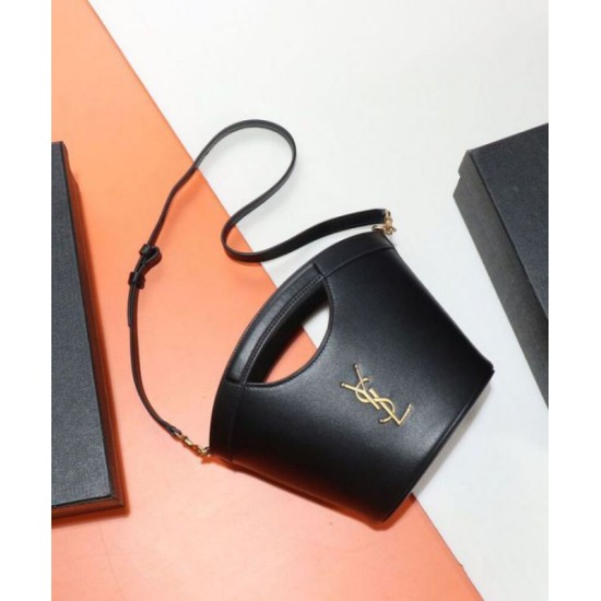 Migliore Repliche YSL Saint Laurent Celia Mini Tote In Pelle Liscia Nero Economiche Outlet Online