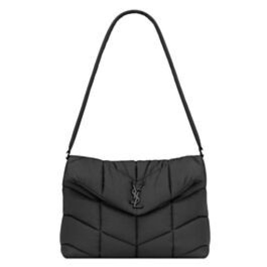 Replica perfetta YSL Saint Laurent Puffer Messenger Borsa In Nylon Rigenerato Econyl Nero Imitazione Outlet Online