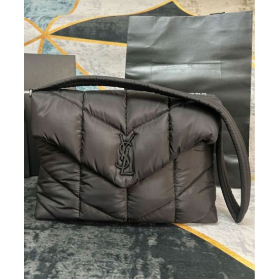 Replica perfetta YSL Saint Laurent Puffer Messenger Borsa In Nylon Rigenerato Econyl Nero Imitazione Outlet Online