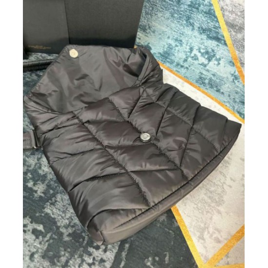 Replica perfetta YSL Saint Laurent Puffer Messenger Borsa In Nylon Rigenerato Econyl Nero Imitazione Outlet Online