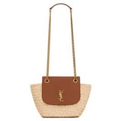 Miglior Falso YSL Saint Laurent Mini Manon In Rafia E Pelle Conciata Al Vegetale Invecchiata Caffè Economiche Premium