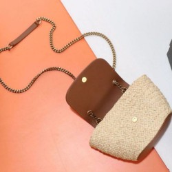 Miglior Falso YSL Saint Laurent Mini Manon In Rafia E Pelle Conciata Al Vegetale Invecchiata Caffè Economiche Premium