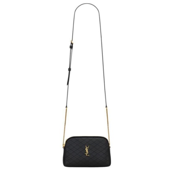 Replica perfetta Pochette YSL Saint Laurent Gaby con cerniera in pelle di agnello trapuntata nera Imitazione Outlet Online