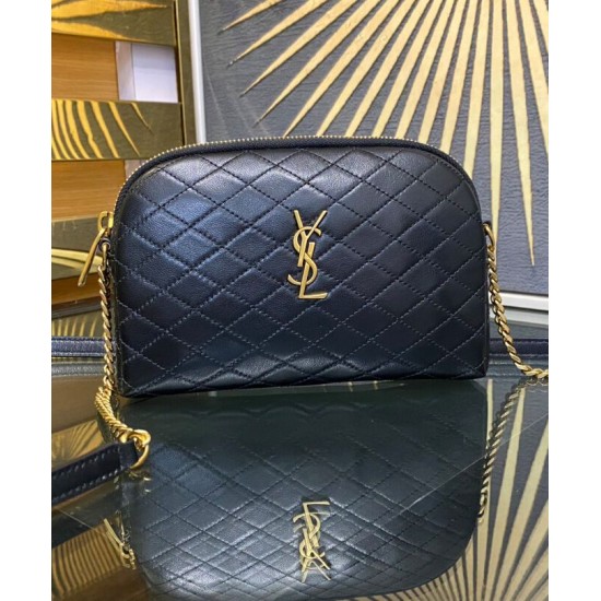 Replica perfetta Pochette YSL Saint Laurent Gaby con cerniera in pelle di agnello trapuntata nera Imitazione Outlet Online