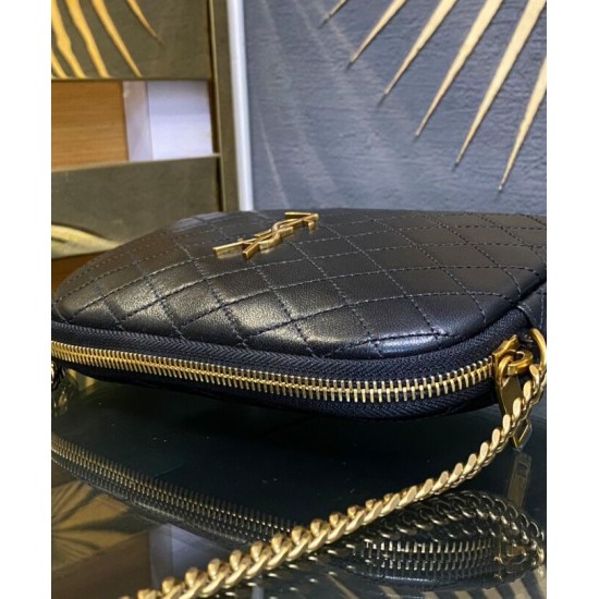 Replica perfetta Pochette YSL Saint Laurent Gaby con cerniera in pelle di agnello trapuntata nera Imitazione Outlet Online