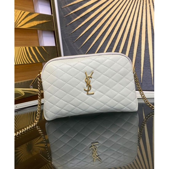Migliore Replica Pochette YSL Saint Laurent Gaby con cerniera in pelle di agnello trapuntata color crema Imitazioni Outlet Italia Miglior Falso Pochette YSL Saint Laurent Gaby con cerniera in pelle di agnello trapuntata color crema Economiche Premium