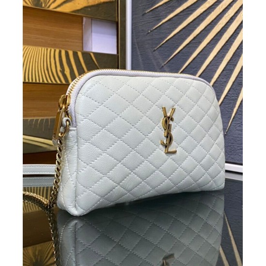 Migliore Replica Pochette YSL Saint Laurent Gaby con cerniera in pelle di agnello trapuntata color crema Imitazioni Outlet Italia Miglior Falso Pochette YSL Saint Laurent Gaby con cerniera in pelle di agnello trapuntata color crema Economiche Premium