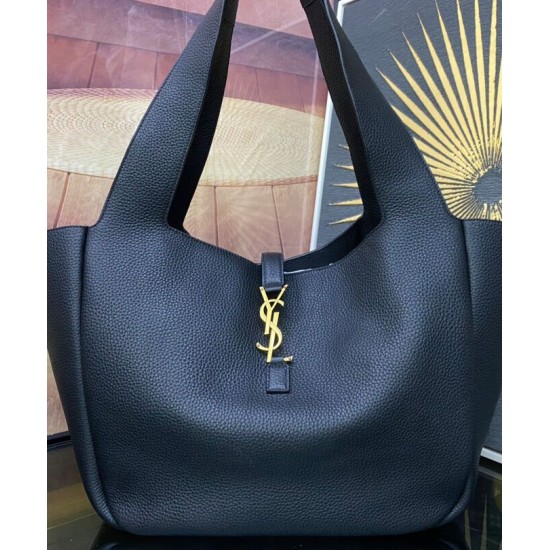 Replica perfetta YSL Saint Laurent Bea Tote In Pelle Granulata Nero Imitazione Outlet Online