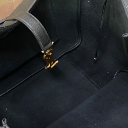 Replica perfetta YSL Saint Laurent Bea Tote In Pelle Granulata Nero Imitazione Outlet Online