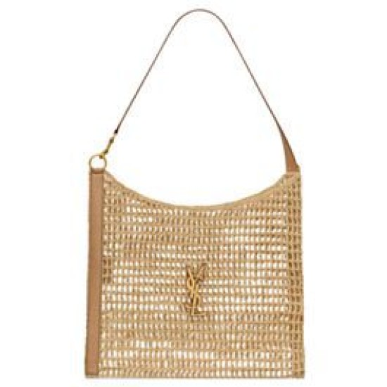 Migliore Repliche YSL Saint Laurent Oxalis Borsa In Rafia Macrame Albicocca Economiche Outlet Online