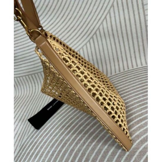 Migliore Repliche YSL Saint Laurent Oxalis Borsa In Rafia Macrame Albicocca Economiche Outlet Online