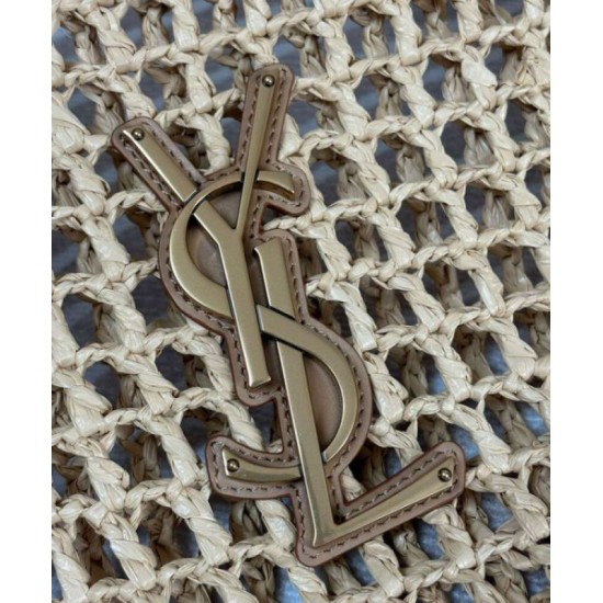 Migliore Repliche YSL Saint Laurent Oxalis Borsa In Rafia Macrame Albicocca Economiche Outlet Online