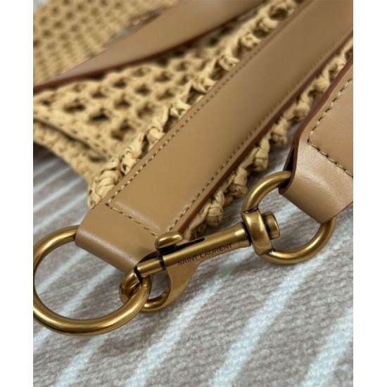 Migliore Repliche YSL Saint Laurent Oxalis Borsa In Rafia Macrame Albicocca Economiche Outlet Online