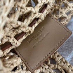 Migliore Repliche YSL Saint Laurent Oxalis Borsa In Rafia Macrame Albicocca Economiche Outlet Online