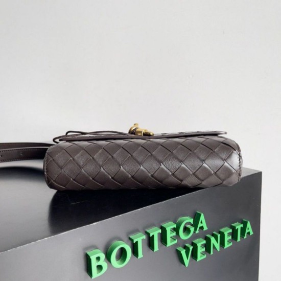 Migliore Repliche Borsa a tracolla Mini Andiamo Bottega Veneta agnello intrecciata fondente Economiche Outlet Online