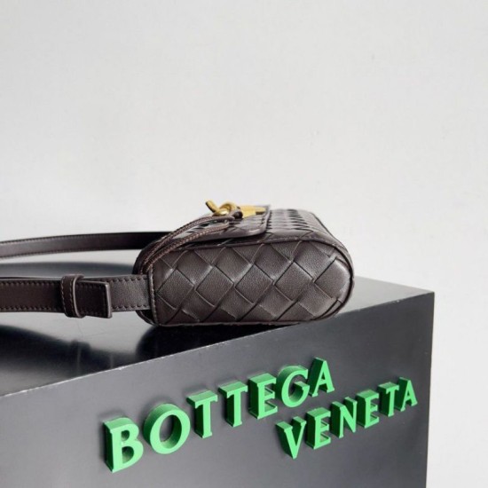 Migliore Repliche Borsa a tracolla Mini Andiamo Bottega Veneta agnello intrecciata fondente Economiche Outlet Online