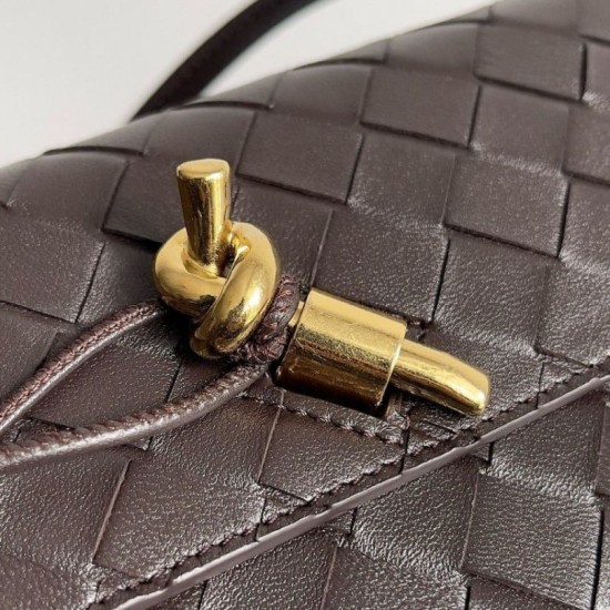 Migliore Repliche Borsa a tracolla Mini Andiamo Bottega Veneta agnello intrecciata fondente Economiche Outlet Online