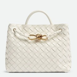 Migliore Repliche Borsa Andiamo piccola di Bottega Veneta agnello intrecciata bianca Economiche Outlet Online