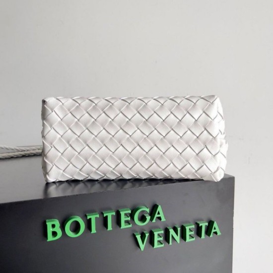 Migliore Repliche Borsa Andiamo piccola di Bottega Veneta agnello intrecciata bianca Economiche Outlet Online