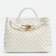 Migliore Repliche Borsa Andiamo piccola di Bottega Veneta agnello intrecciata bianca Economiche Outlet Online