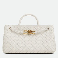 Migliore Repliche Bottega Veneta Andiamo Piccolo East/West Borsa Agnello Intrecciata Bianca Economiche Outlet Online