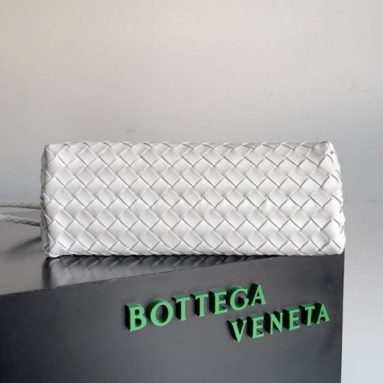 Migliore Repliche Bottega Veneta Andiamo Piccolo East/West Borsa Agnello Intrecciata Bianca Economiche Outlet Online