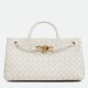 Migliore Repliche Bottega Veneta Andiamo Piccolo East/West Borsa Agnello Intrecciata Bianca Economiche Outlet Online