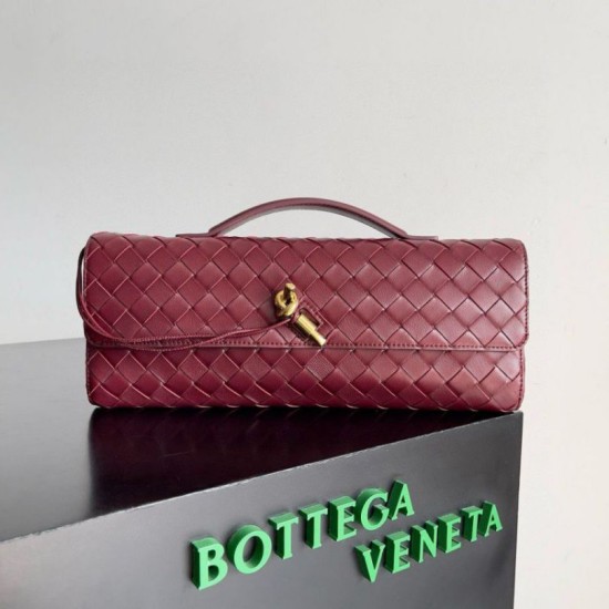 Perfette Qualità Repliche Pochette Andiamo di Bottega Veneta con Manico Agnello Intrecciato Barolo Imitazione