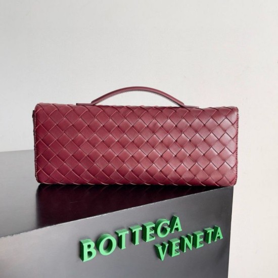 Perfette Qualità Repliche Pochette Andiamo di Bottega Veneta con Manico Agnello Intrecciato Barolo Imitazione
