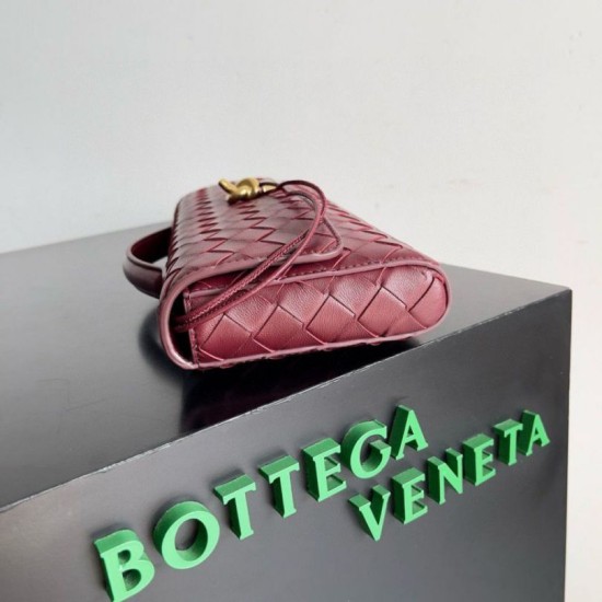 Perfette Qualità Repliche Pochette Andiamo di Bottega Veneta con Manico Agnello Intrecciato Barolo Imitazione