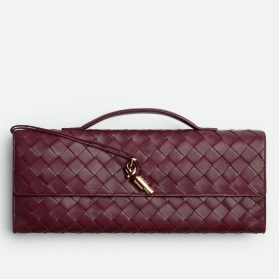 Perfette Qualità Repliche Pochette Andiamo di Bottega Veneta con Manico Agnello Intrecciato Barolo Imitazione