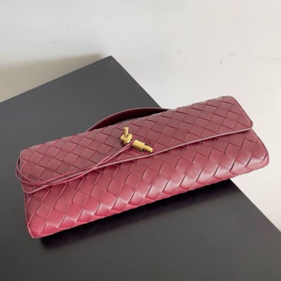 Perfette Qualità Repliche Pochette Andiamo di Bottega Veneta con Manico Agnello Intrecciato Barolo Imitazione