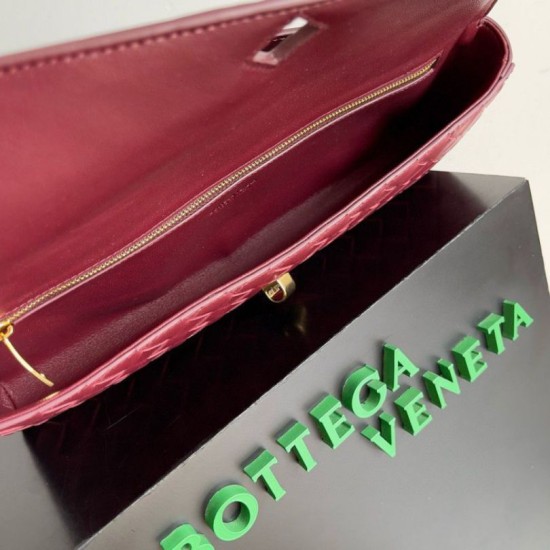 Perfette Qualità Repliche Pochette Andiamo di Bottega Veneta con Manico Agnello Intrecciato Barolo Imitazione