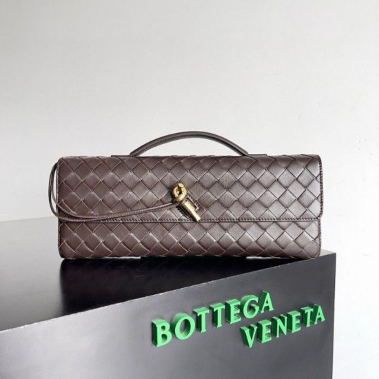 Migliore Repliche Pochette Andiamo di Bottega Veneta con manico agnello intrecciata fondente Economiche Outlet Online