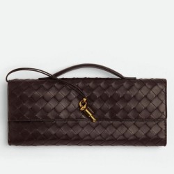Migliore Repliche Pochette Andiamo di Bottega Veneta con manico agnello intrecciata fondente Economiche Outlet Online