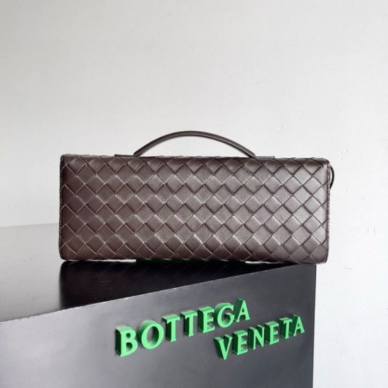 Migliore Repliche Pochette Andiamo di Bottega Veneta con manico agnello intrecciata fondente Economiche Outlet Online
