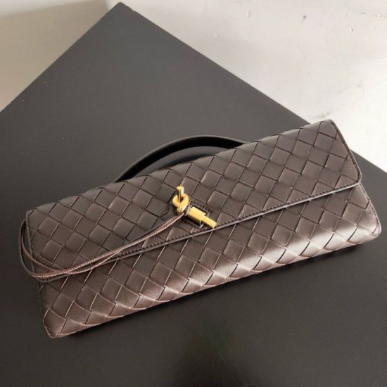 Migliore Repliche Pochette Andiamo di Bottega Veneta con manico agnello intrecciata fondente Economiche Outlet Online