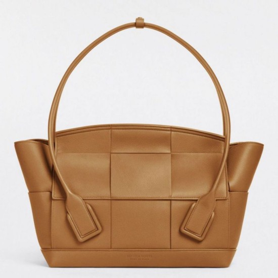 Replica perfetta Borsa Media Arco Bottega Veneta Granata Caramello Imitazione Outlet Online