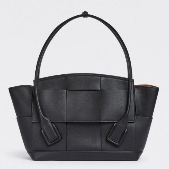 Perfette Qualità Repliche Bottega Veneta Arco Medium Borsa Nero Granulato Imitazione
