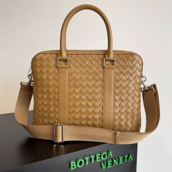 Miglior Falso Cartella Grande Bottega Veneta Vitello Intrecciato Marrone Economiche Premium