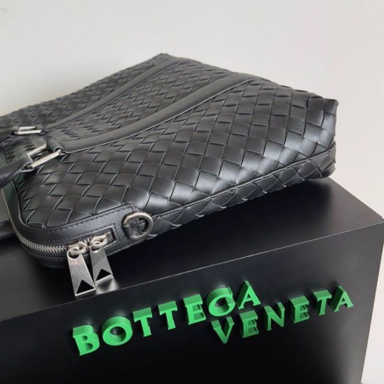Replica perfetta Cartella Grande Bottega Veneta Vitello Intrecciato Nero Imitazione Outlet Online