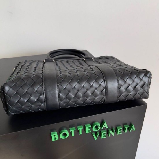 Replica perfetta Cartella Grande Bottega Veneta Vitello Intrecciato Nero Imitazione Outlet Online