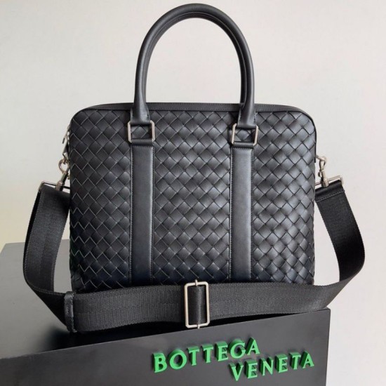 Replica perfetta Cartella Grande Bottega Veneta Vitello Intrecciato Nero Imitazione Outlet Online