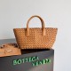 Perfette Qualità Repliche Borsa Mini Cabat Bottega Veneta agnello intrecciata color caramello Imitazione