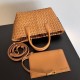 Perfette Qualità Repliche Borsa Mini Cabat Bottega Veneta agnello intrecciata color caramello Imitazione