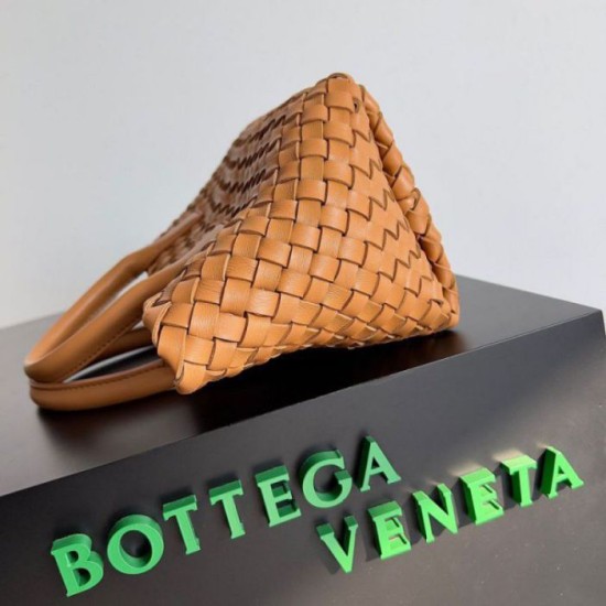 Perfette Qualità Repliche Borsa Mini Cabat Bottega Veneta agnello intrecciata color caramello Imitazione