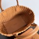 Perfette Qualità Repliche Borsa Mini Cabat Bottega Veneta agnello intrecciata color caramello Imitazione