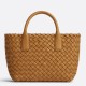 Perfette Qualità Repliche Borsa Mini Cabat Bottega Veneta agnello intrecciata color caramello Imitazione