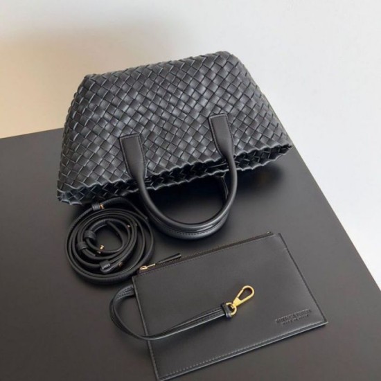 Migliore Repliche Borsa Bottega Veneta Mini Cabat agnello intrecciata nera Economiche Outlet Online