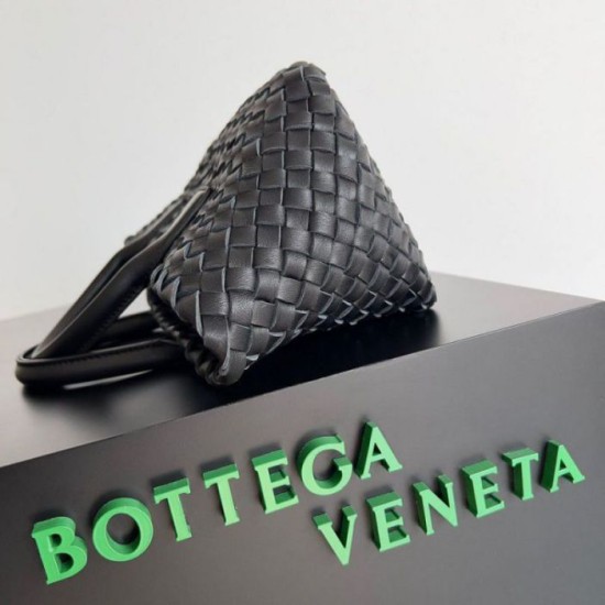 Migliore Repliche Borsa Bottega Veneta Mini Cabat agnello intrecciata nera Economiche Outlet Online